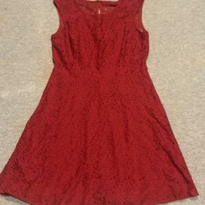 Red embroidered dress from White House Black Market